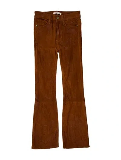 Pre-owned Frame Lamb Leather Flared Pants In Brown