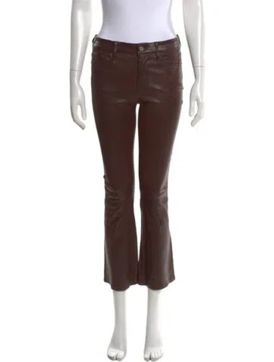 Pre-owned Frame Lamb Leather Flared Pants In Brown