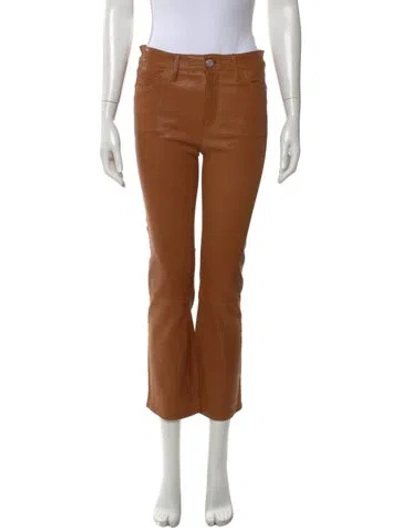 Pre-owned Frame Lamb Leather Flared Pants In Brown