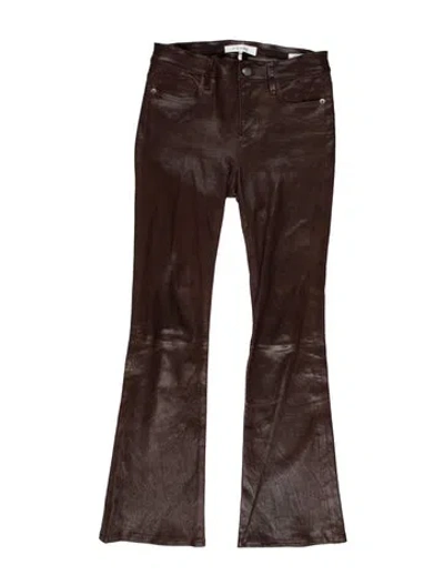 Pre-owned Frame Lamb Leather Flared Pants In Brown