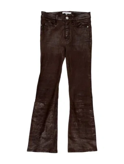 Pre-owned Frame Lamb Leather Flared Pants In Brown