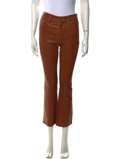 Pre-owned Frame Lamb Leather Flared Pants In Brown