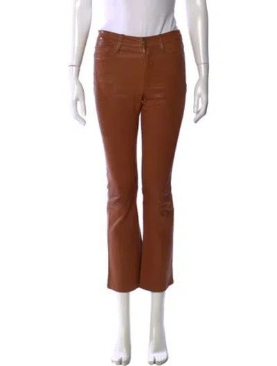 Pre-owned Frame Lamb Leather Flared Pants In Brown