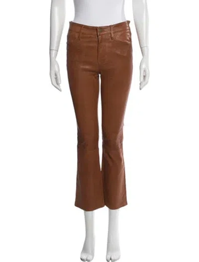 Pre-owned Frame Lamb Leather Flared Pants In Brown