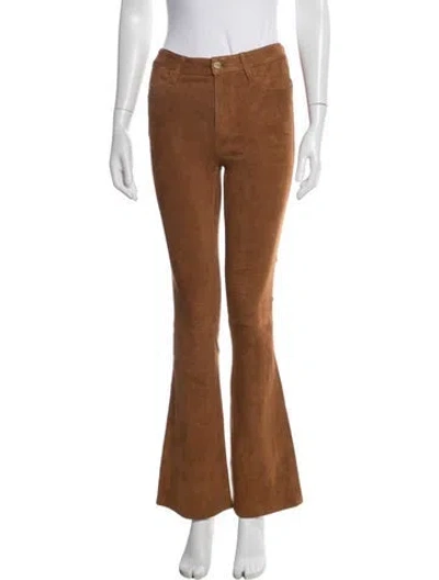 Pre-owned Frame Lamb Leather Flared Pants In Brown