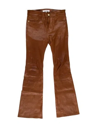 Pre-owned Frame Lamb Leather Flared Pants In Brown