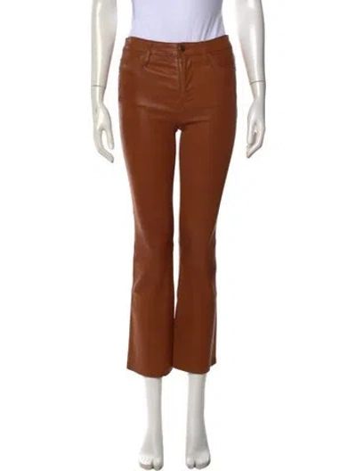 Pre-owned Frame Lamb Leather Flared Pants In Brown