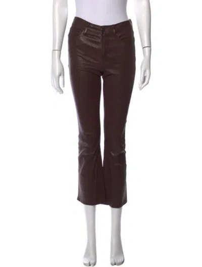 Pre-owned Frame Lamb Leather Flared Pants In Brown