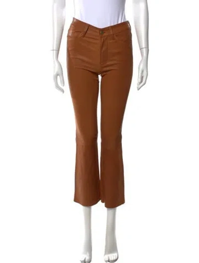 Pre-owned Frame Lamb Leather Flared Pants In Brown