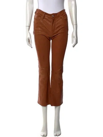 Pre-owned Frame Lamb Leather Flared Pants In Brown