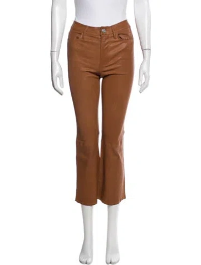 Pre-owned Frame Lamb Leather Flared Pants In Brown