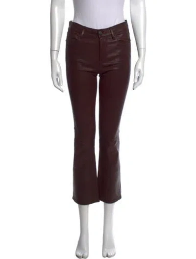Pre-owned Frame Lamb Leather Flared Pants In Brown