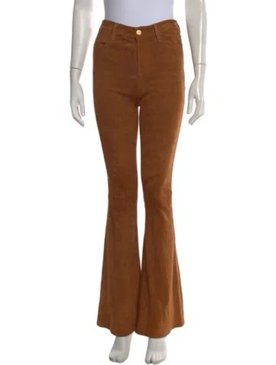 Pre-owned Frame Lamb Leather Flared Pants In Brown