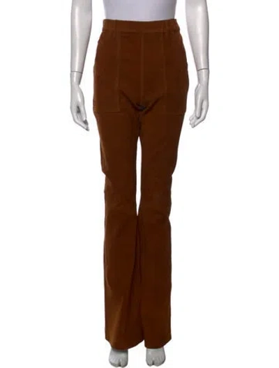Pre-owned Frame Lamb Leather Flared Pants In Brown