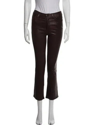 Pre-owned Frame Lamb Leather Flared Pants In Brown