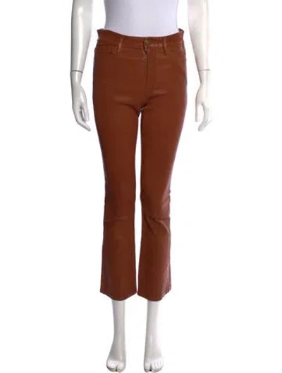 Pre-owned Frame Lamb Leather Flared Pants In Brown