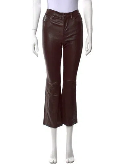 Pre-owned Frame Lamb Leather Flared Pants In Brown