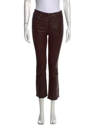 Pre-owned Frame Lamb Leather Flared Pants In Brown