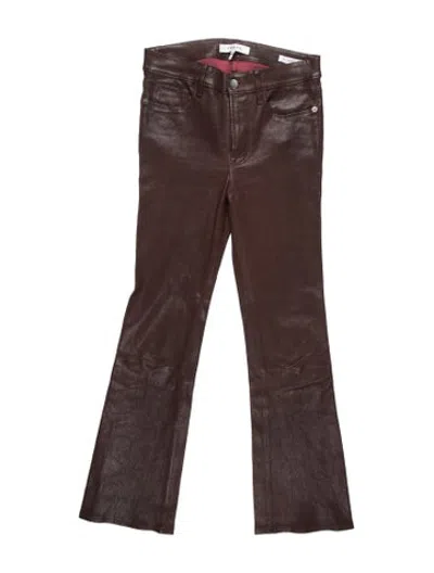 Pre-owned Frame Lamb Leather Flared Pants In Brown