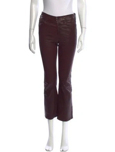 Pre-owned Frame Lamb Leather Flared Pants In Burgundy