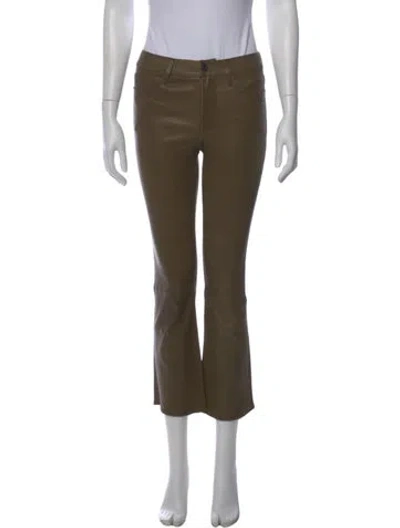 Pre-owned Frame Lamb Leather Flared Pants In Green