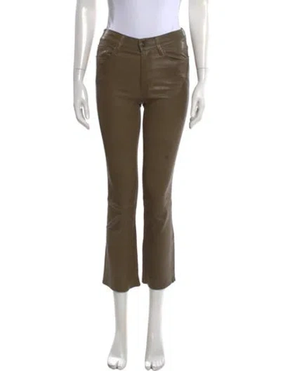 Pre-owned Frame Lamb Leather Flared Pants In Green