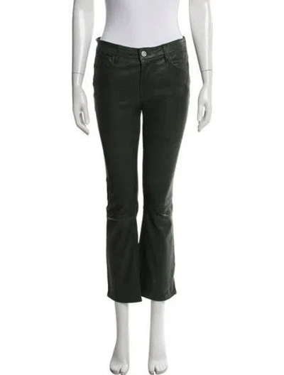 Pre-owned Frame Lamb Leather Flared Pants In Green
