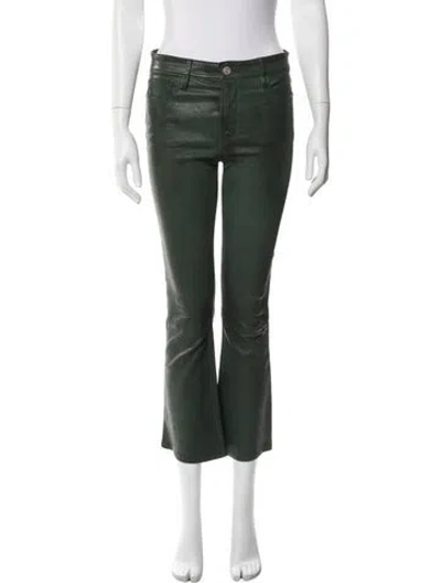 Pre-owned Frame Lamb Leather Flared Pants In Green