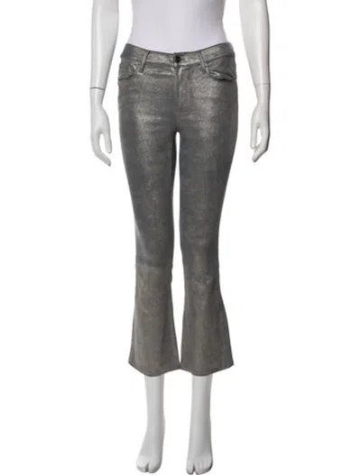 Pre-owned Frame Lamb Leather Flared Pants In Grey