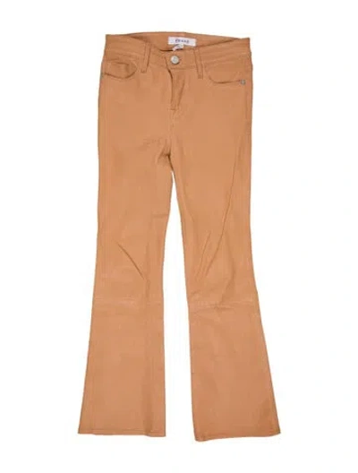 Pre-owned Frame Lamb Leather Flared Pants In Neutral