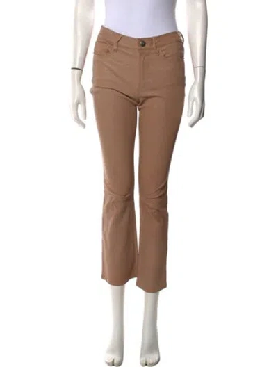 Pre-owned Frame Lamb Leather Flared Pants In Neutral