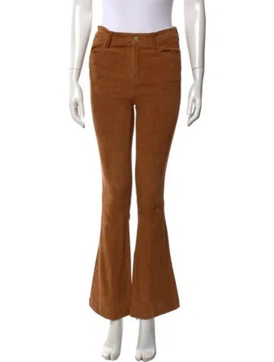 Pre-owned Frame Lamb Leather Flared Pants In Neutrals