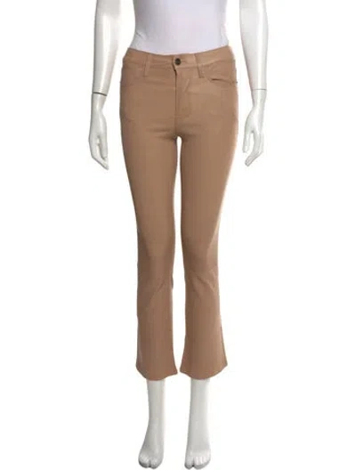 Pre-owned Frame Lamb Leather Flared Pants In Neutrals