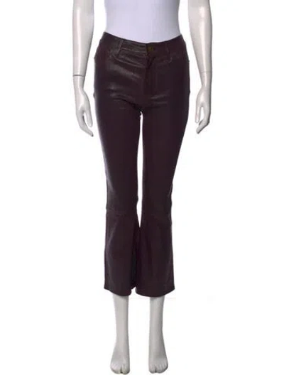 Pre-owned Frame Lamb Leather Flared Pants In Purple