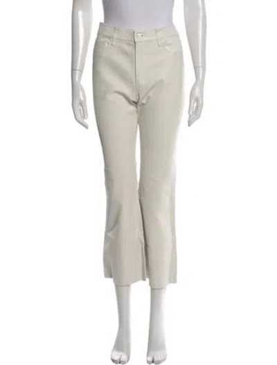 Pre-owned Frame Lamb Leather Flared Pants In White