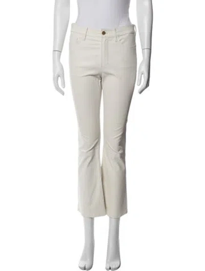 Pre-owned Frame Lamb Leather Flared Pants In White