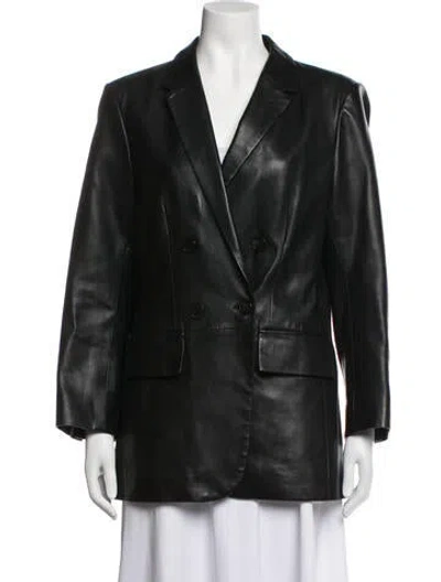 Pre-owned Frame Lamb Leather Floral Print Jacket In Black