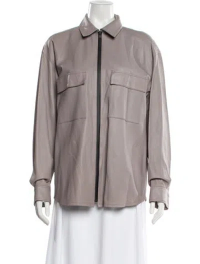 Pre-owned Frame Lamb Leather Jacket In Gray
