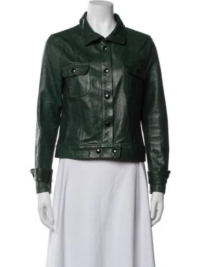 Pre-owned Frame Lamb Leather Jacket In Green