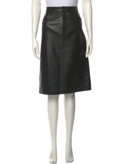 Pre-owned Frame Lamb Leather Knee-length Skirt In Black