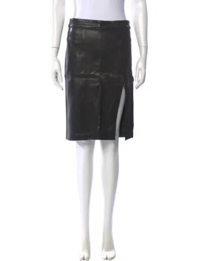 Pre-owned Frame Lamb Leather Knee-length Skirt In Brown