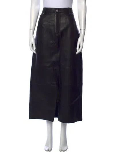 Pre-owned Frame Lamb Leather Long Skirt In Black