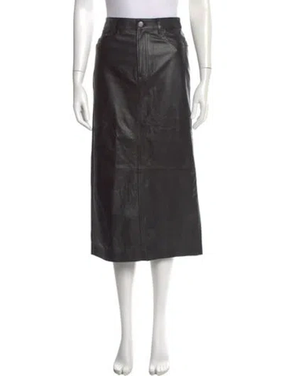 Pre-owned Frame Lamb Leather Midi Length Skirt In Black