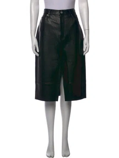 Pre-owned Frame Lamb Leather Midi Length Skirt In Black