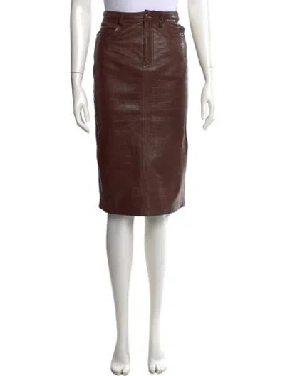 Pre-owned Frame Lamb Leather Midi Length Skirt In Brown