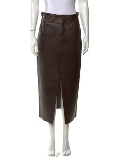 Pre-owned Frame Lamb Leather Midi Length Skirt In Brown