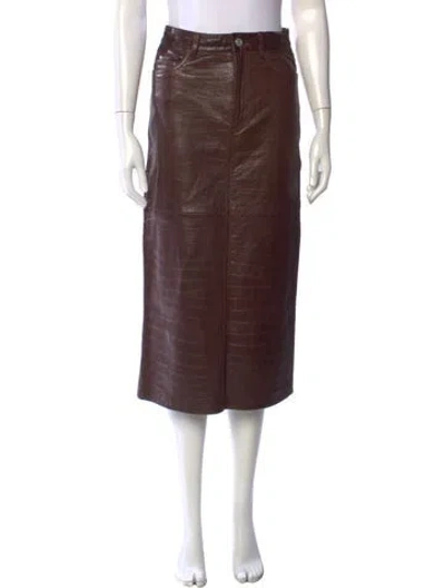 Pre-owned Frame Lamb Leather Midi Length Skirt In Brown