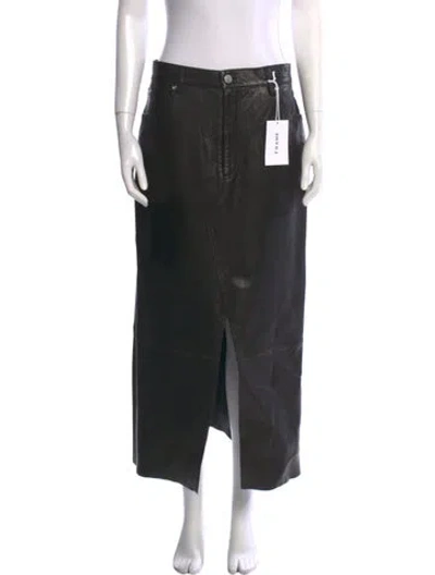 Pre-owned Frame Lamb Leather Midi Length Skirt W/ Tags In Black