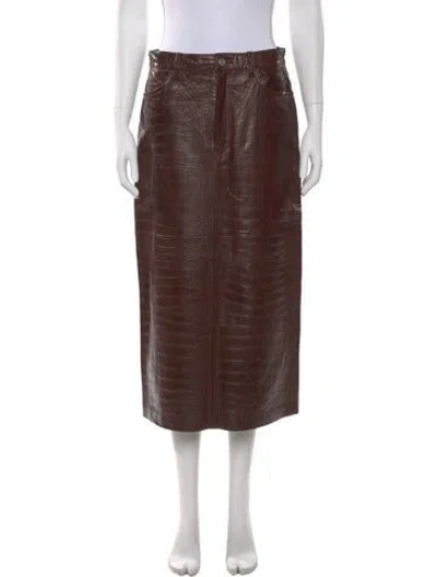 Pre-owned Frame Lamb Leather Midi Length Skirt W/ Tags In Brown
