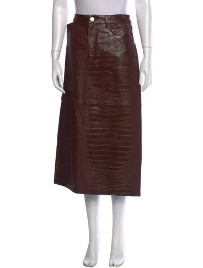Pre-owned Frame Lamb Leather Midi Length Skirt W/ Tags In Brown